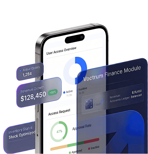 Voctrum ERP mobile dashboard preview
