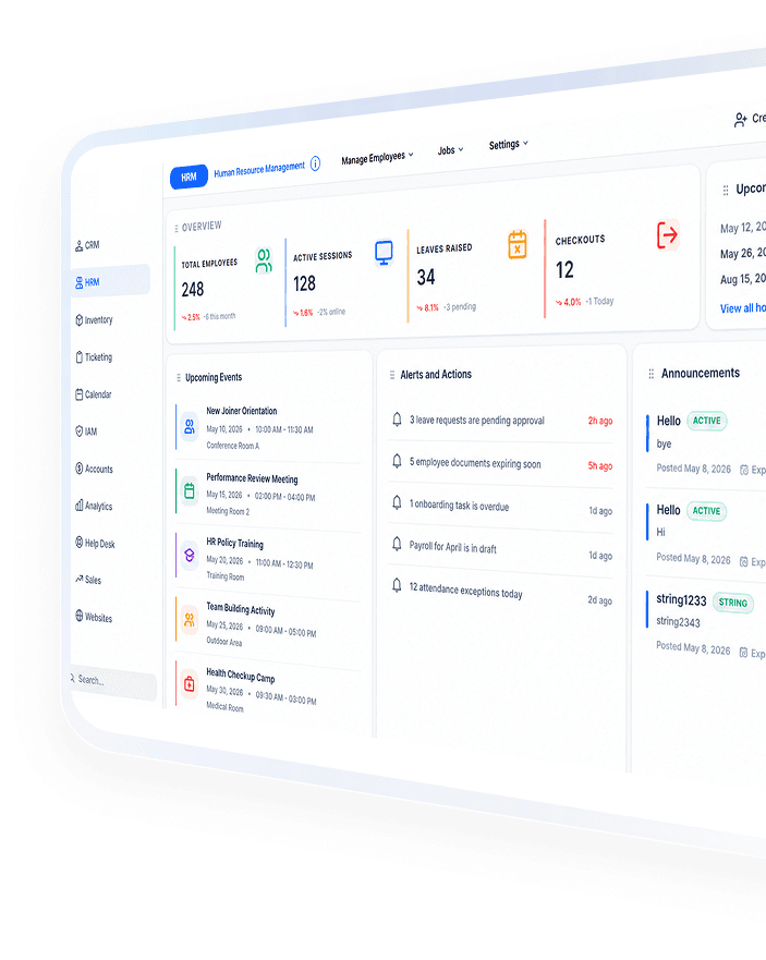 Voctrum HRM dashboard overview